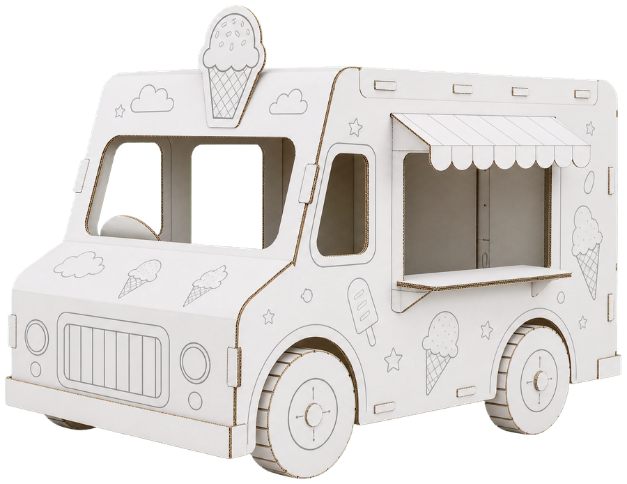 The cardboard ice cream van kit, turning
